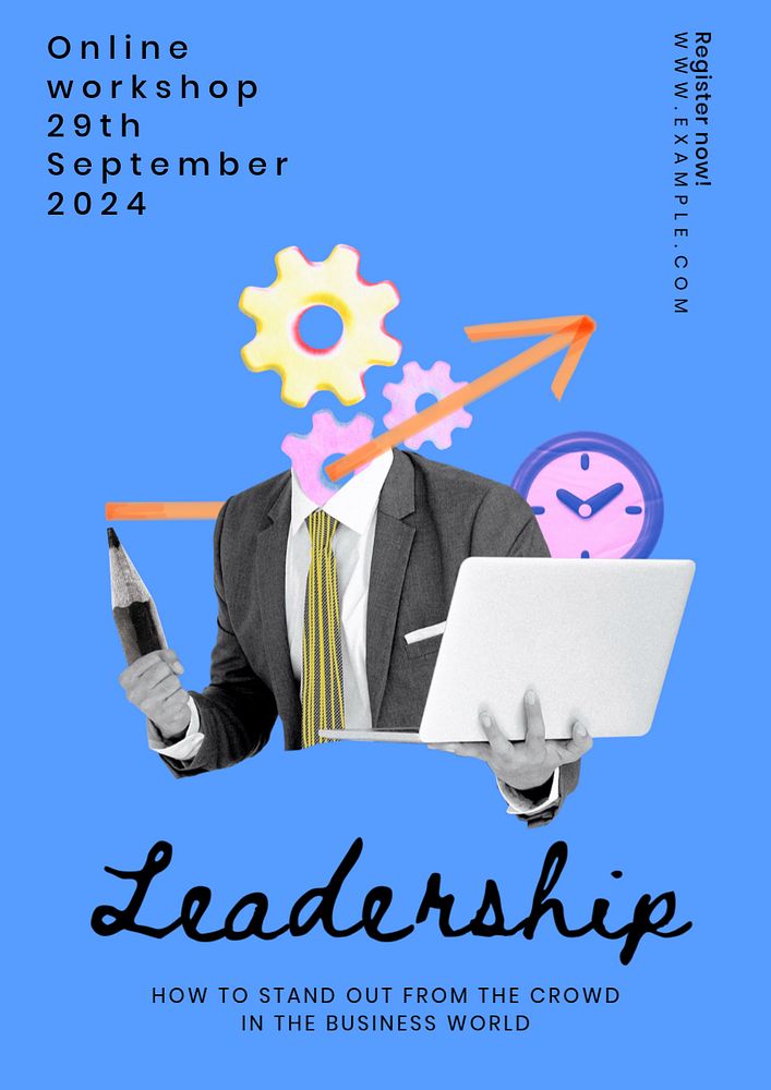 Leadership workshop  poster template, editable text and design