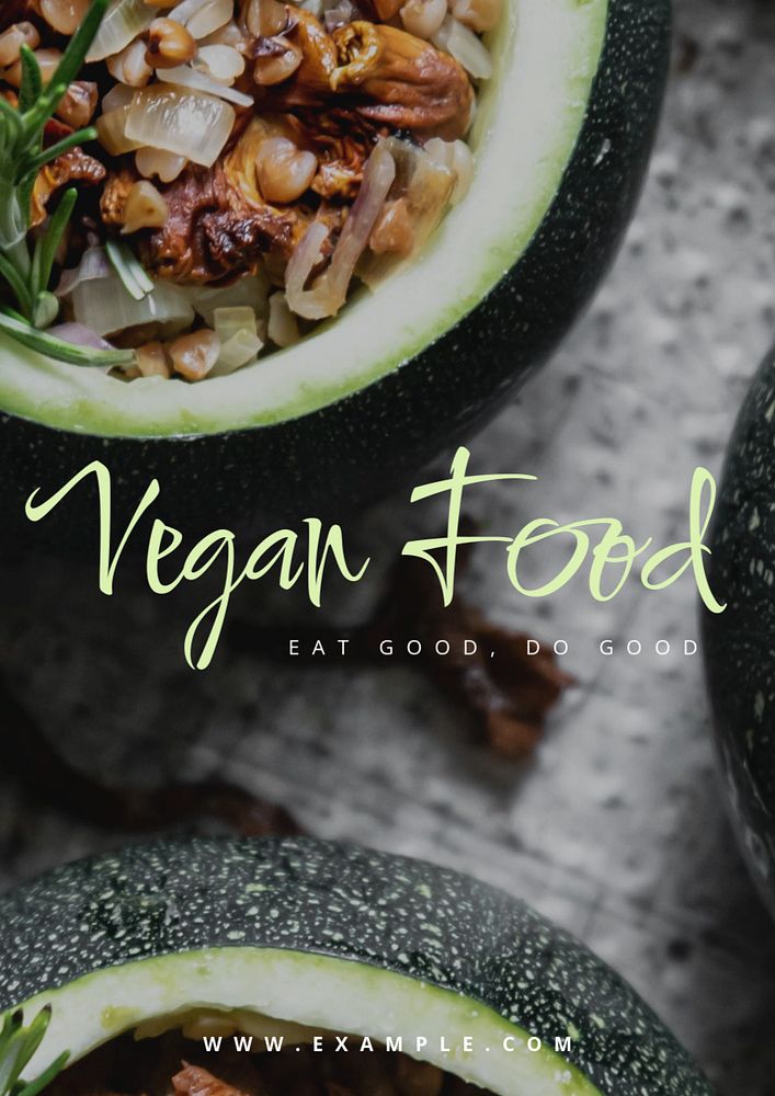 Vegan food poster template, editable text and design