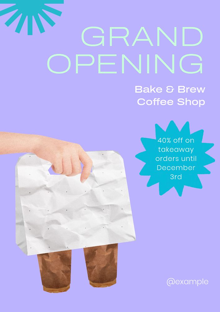 Grand opening  poster template, editable text and design