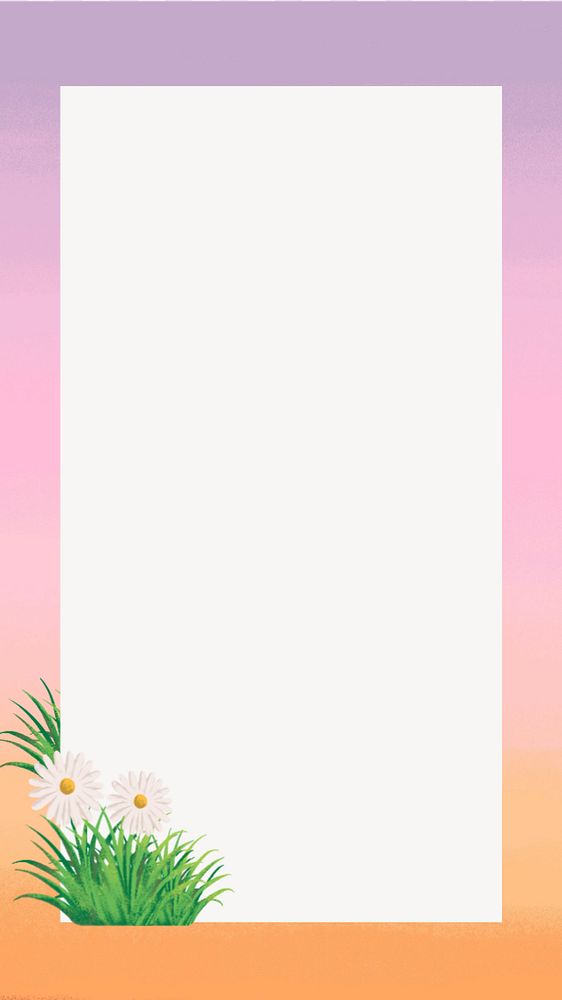 Editable daisy  gradient frame iPhone wallpaper