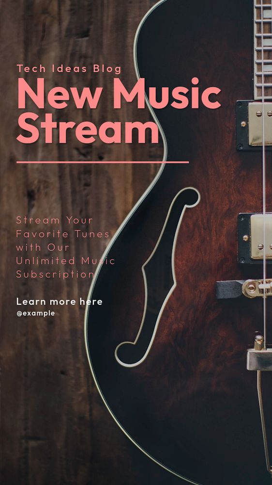 Music stream Instagram story template, editable text