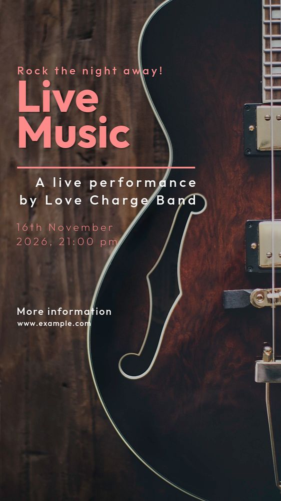 Live music Instagram story template, editable text