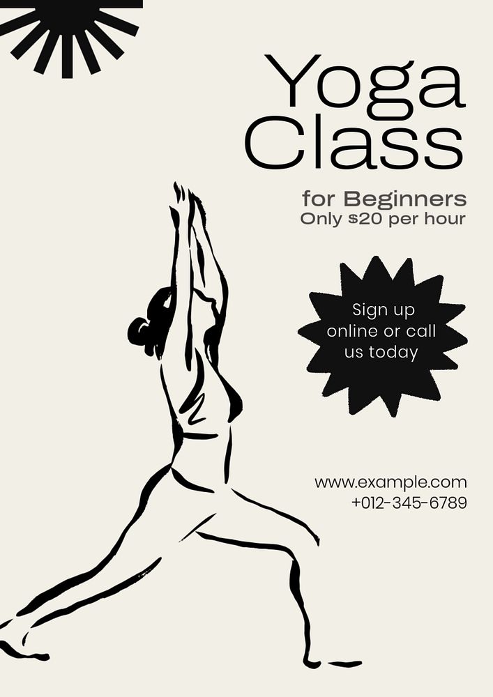 Yoga class  poster template, editable text and design