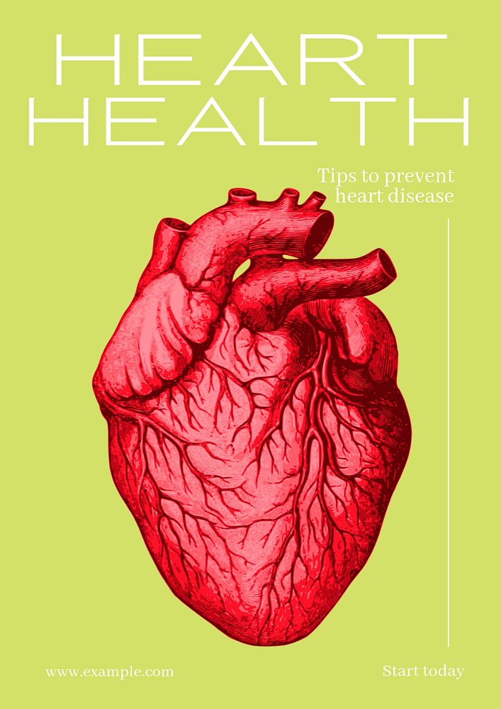 Heart health  poster template, editable text and design