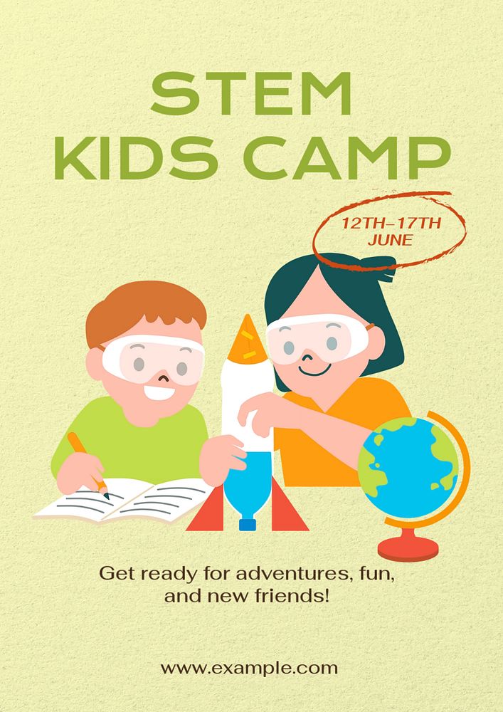 STEM kids camp  poster template, editable text and design