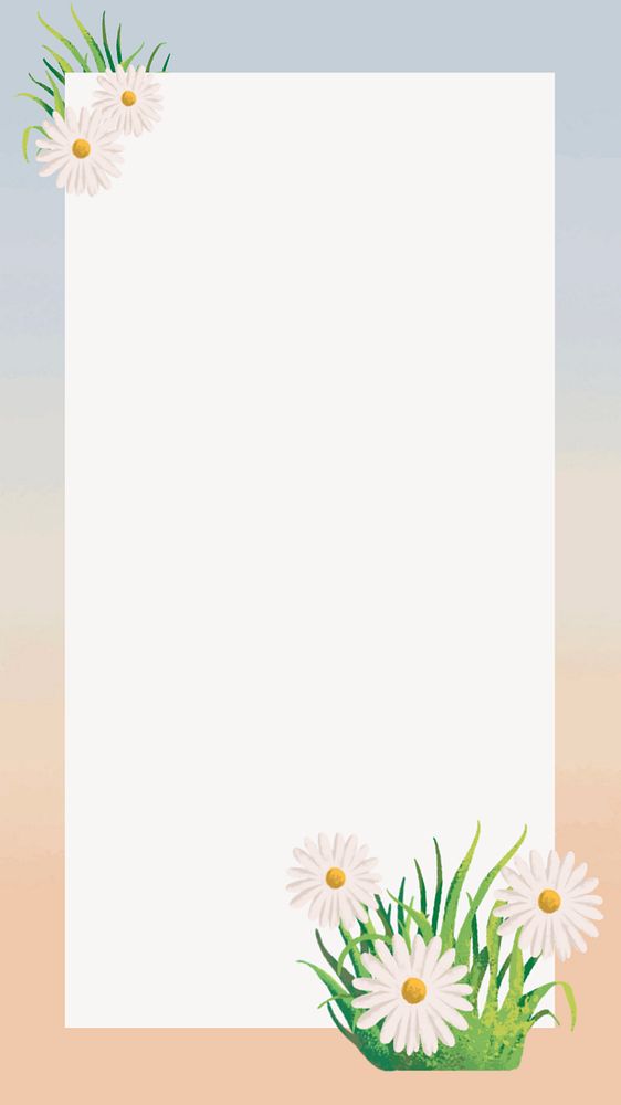 Editable daisy  gradient frame iPhone wallpaper