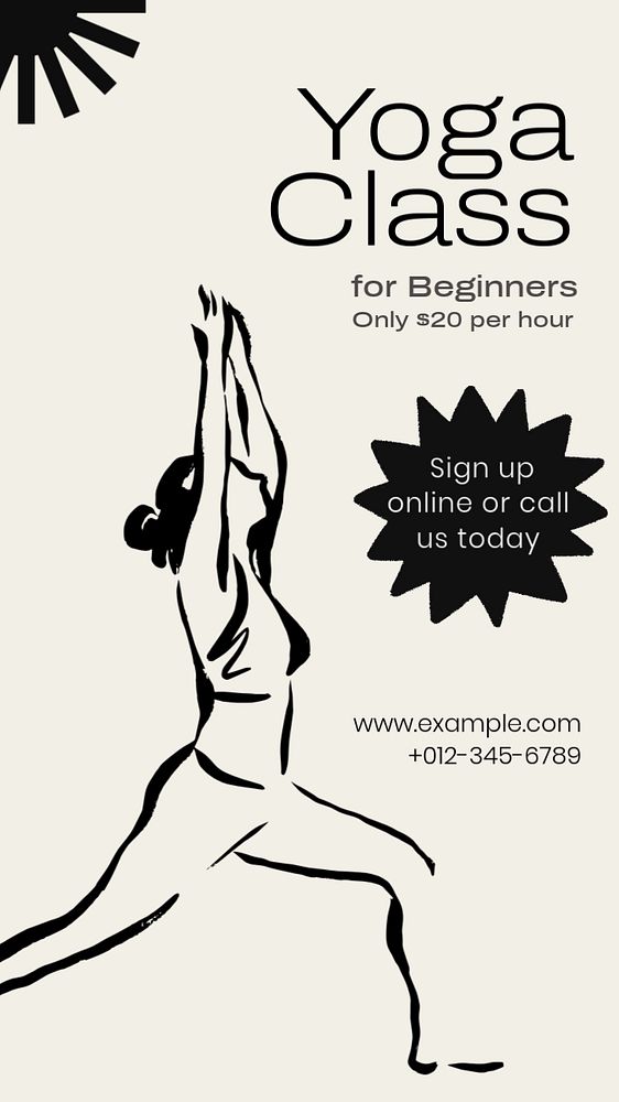 Yoga class  Instagram story template, editable text