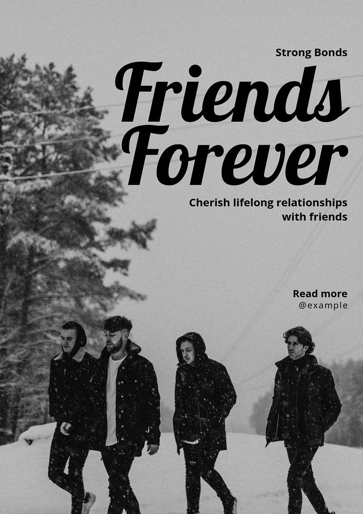 Friends forever poster template, editable text and design