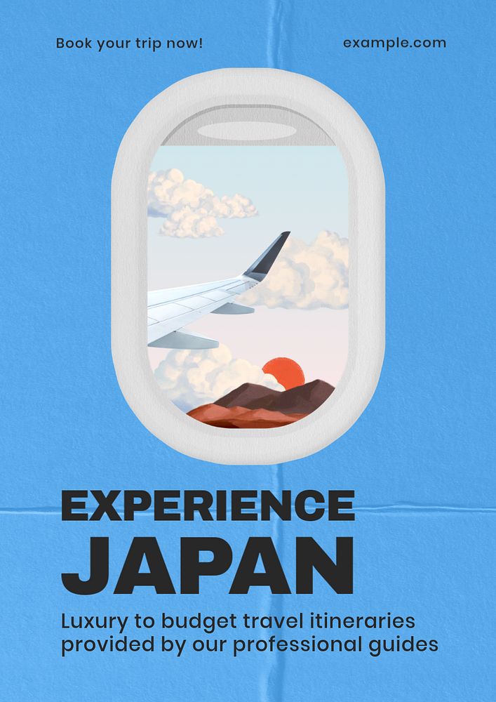 Japan travel ad poster template, editable text and design