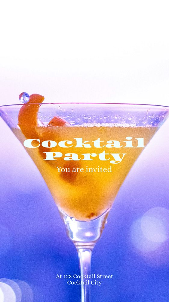 Cocktail party Instagram story template, editable text