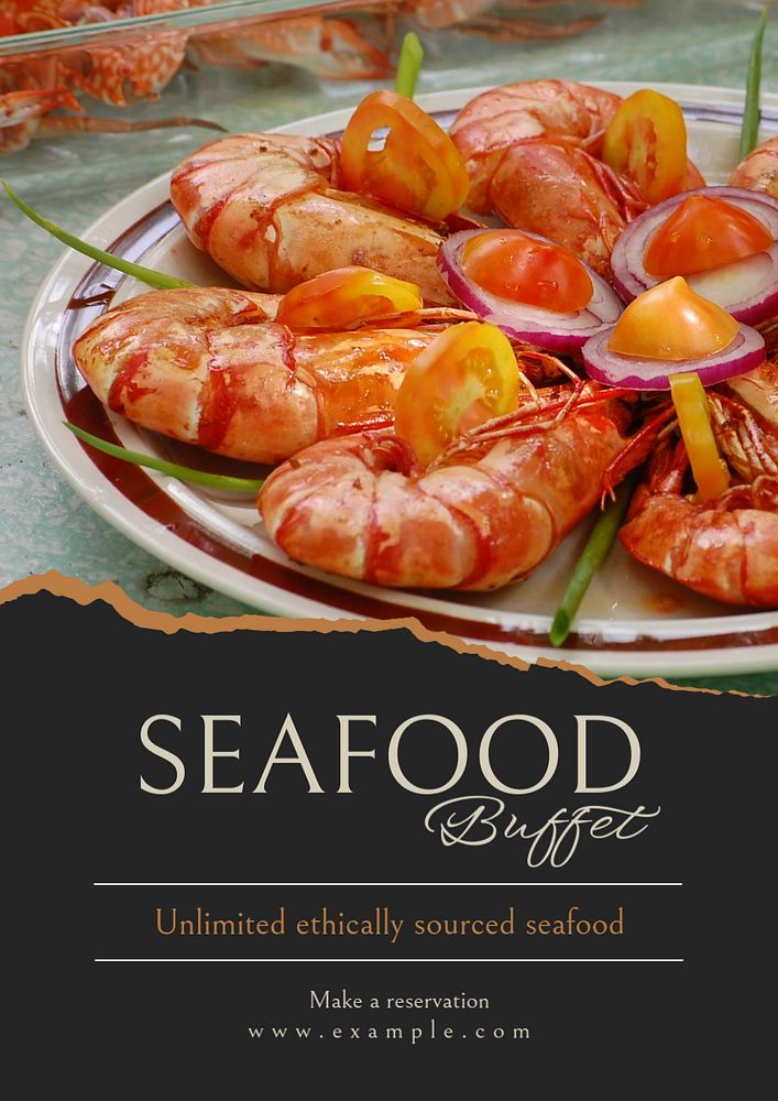 Seafood buffet poster template, editable text and design