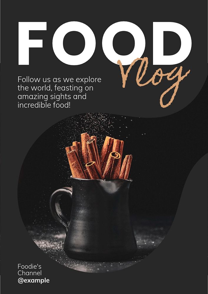 Food vlog poster template, editable text and design