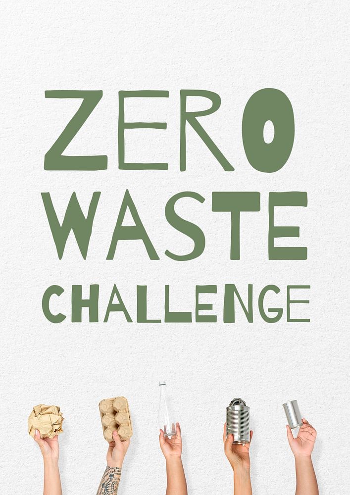 Zero waste challenge poster template, editable text and design