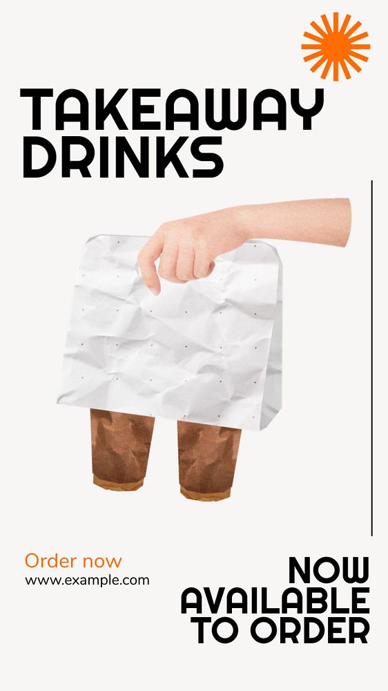 Takeaway drinks  Instagram story template, editable text