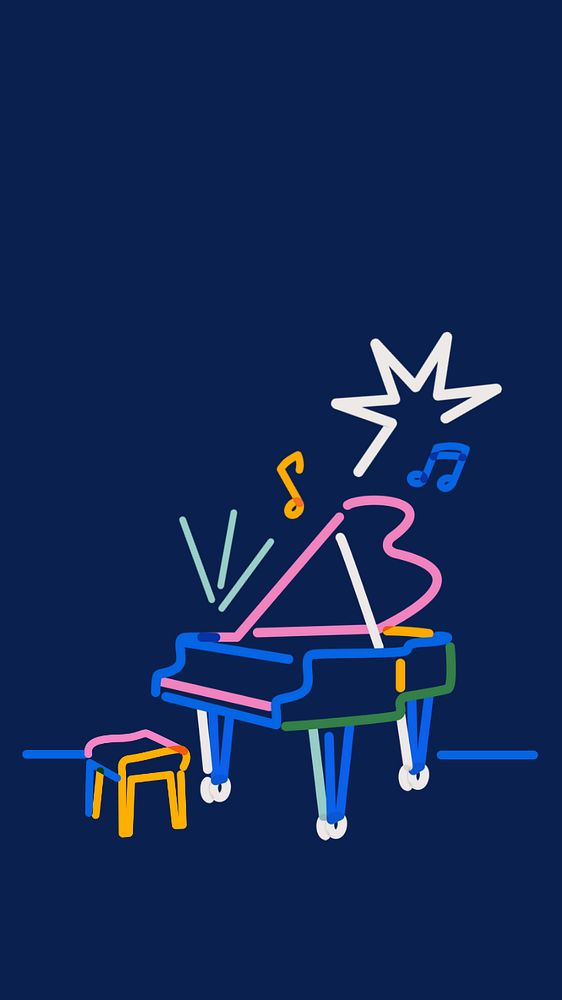 Music instruments doodle, blue iPhone wallpaper, editable design