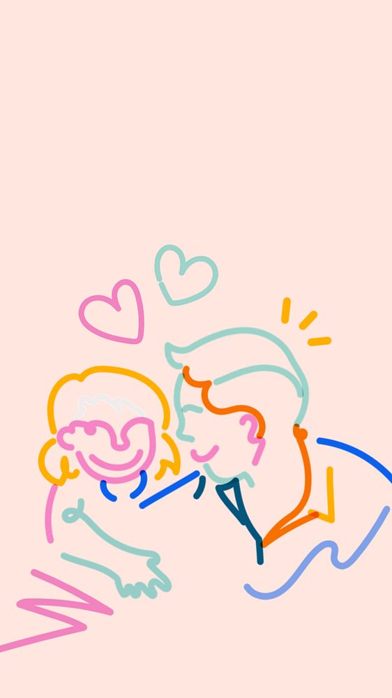 Single father doodle, pink iPhone wallpaper, editable design