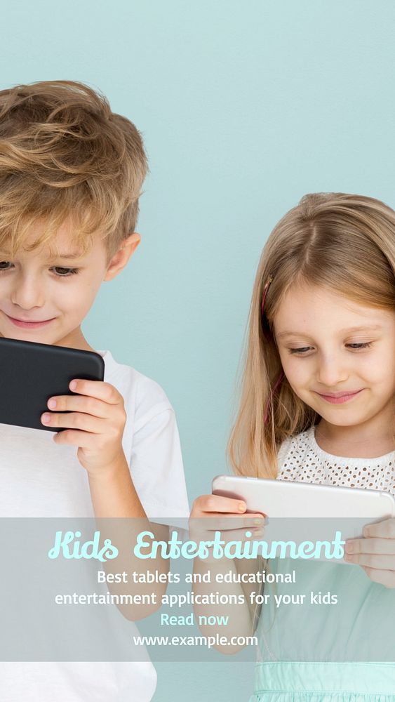 Kids entertainment  Instagram story template, editable text