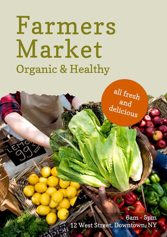 Farmer market  poster template, editable text and design