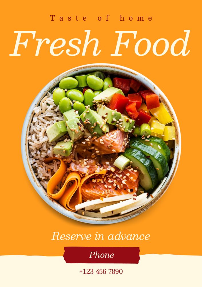 Fresh food  poster template, editable text and design