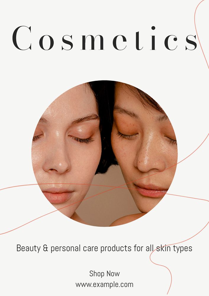 Cosmetics poster template, editable text and design