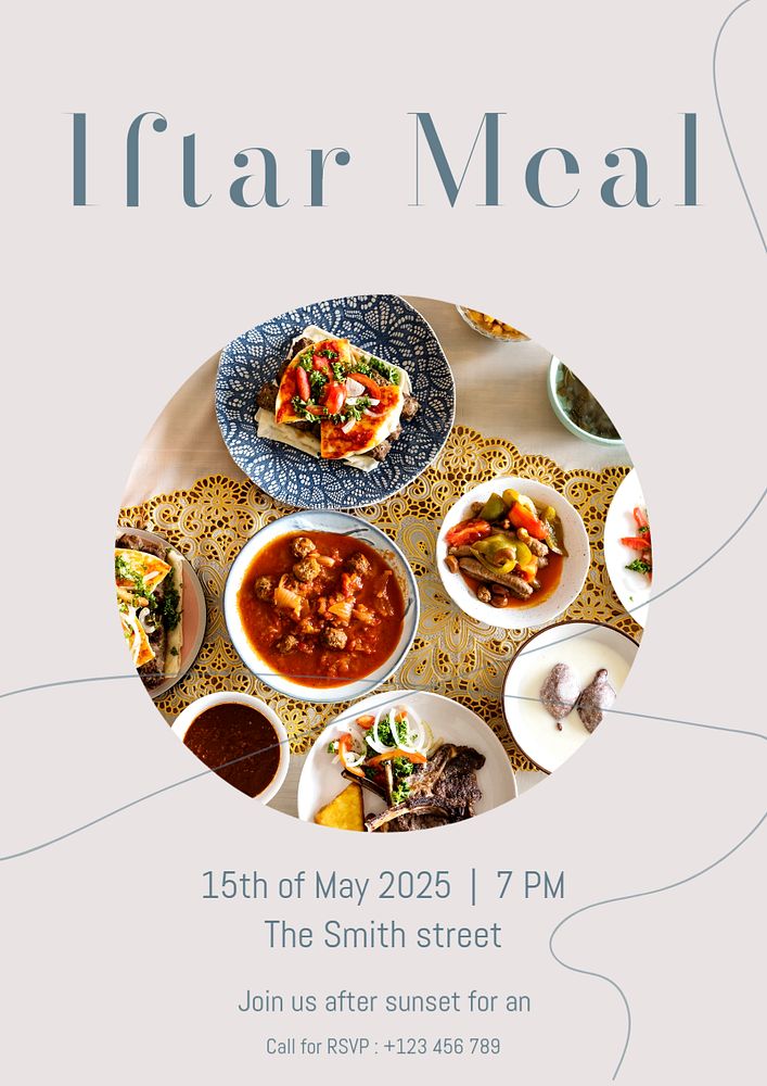 Iftar meal poster template, editable text and design