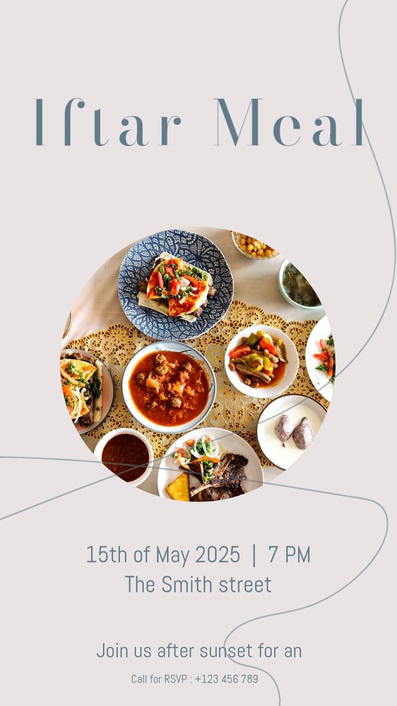 Iftar meal Instagram story template, editable text