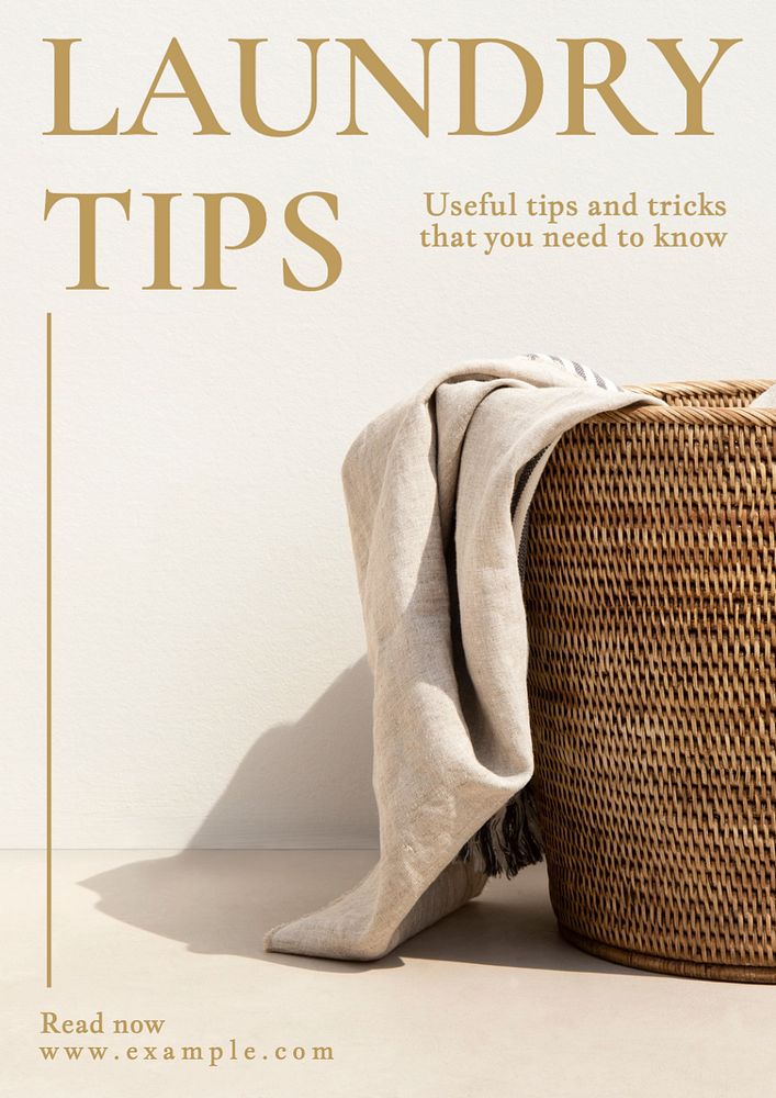 Laundry tips poster template, editable text and design