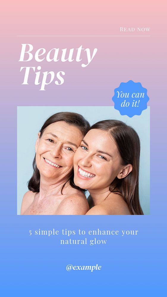 Beauty tips  Instagram story template, editable text