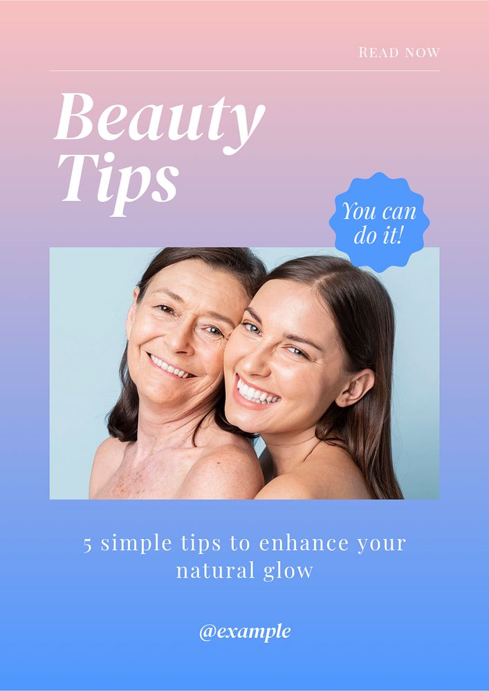 Beauty tips  poster template, editable text and design