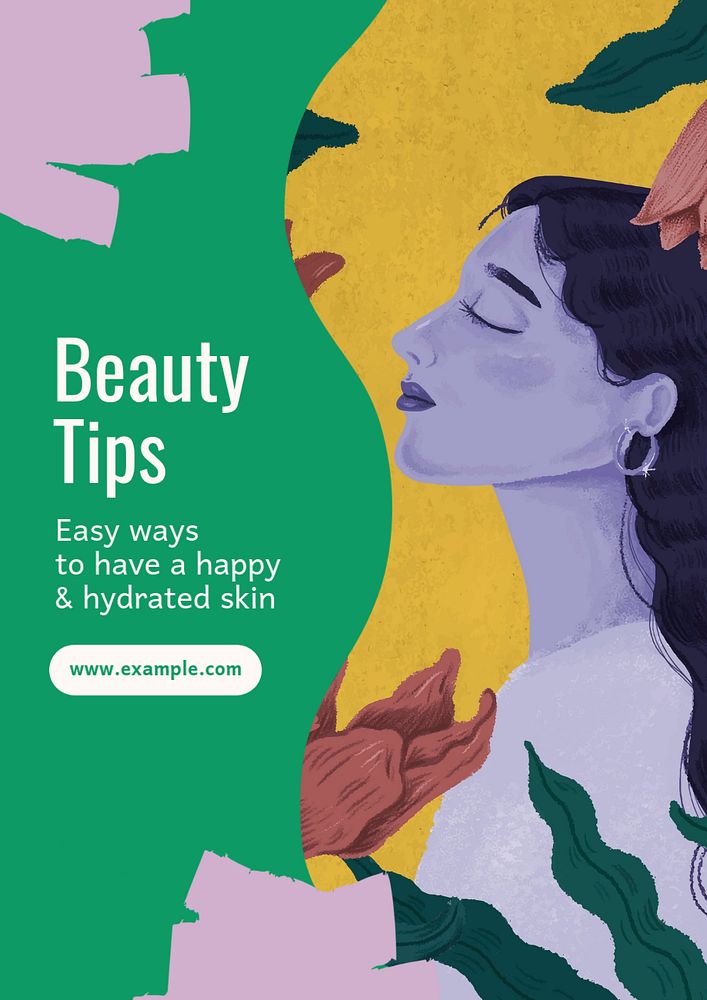 Beauty tips  poster template, editable text and design