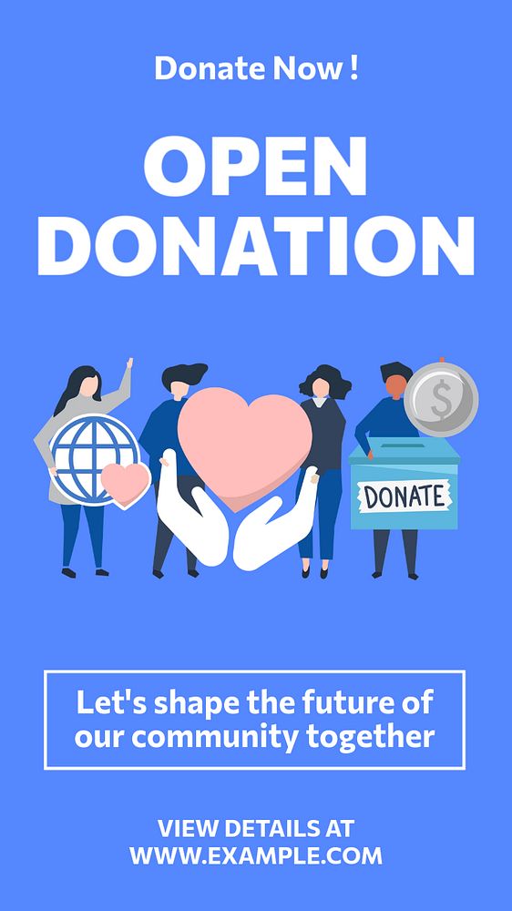 Open donation Instagram story template, editable text