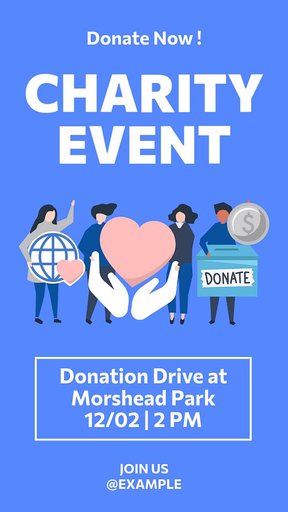 Charity event Instagram story template, editable text