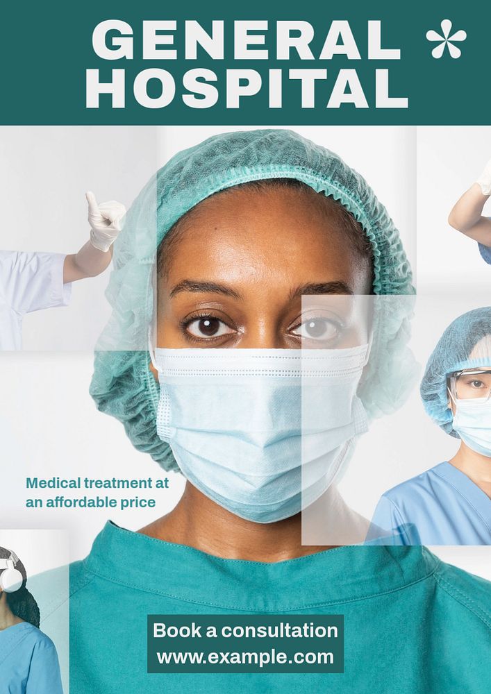 General hospital poster template, editable text and design