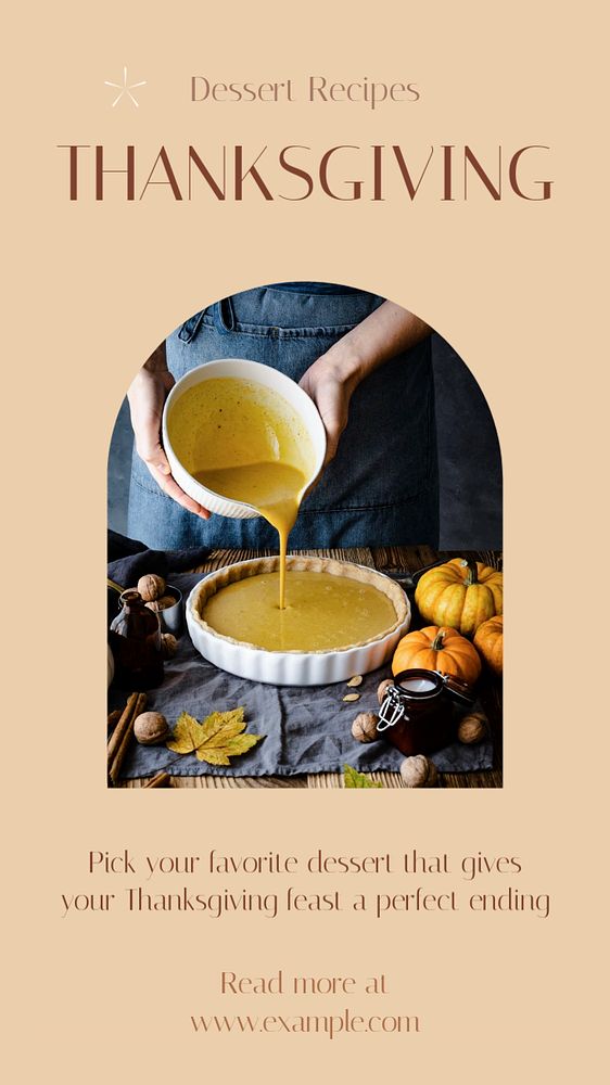 Thanksgiving dessert Instagram story template, editable text