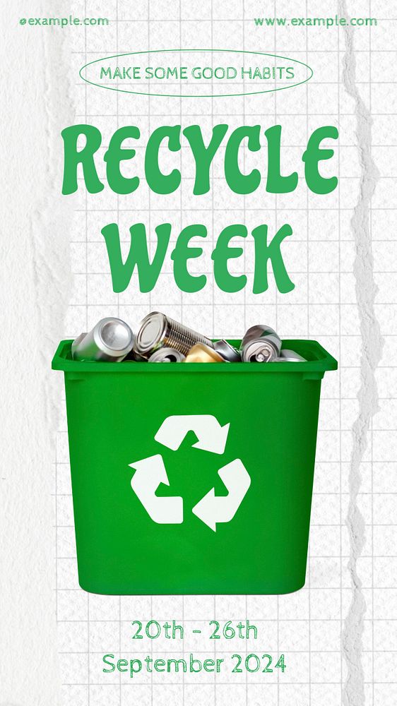 Recycle week  Instagram story template, editable text