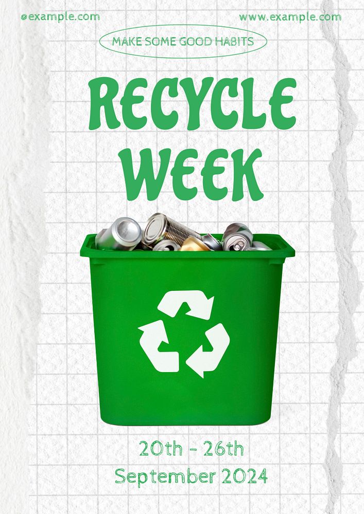 Recycle week  poster template, editable text and design