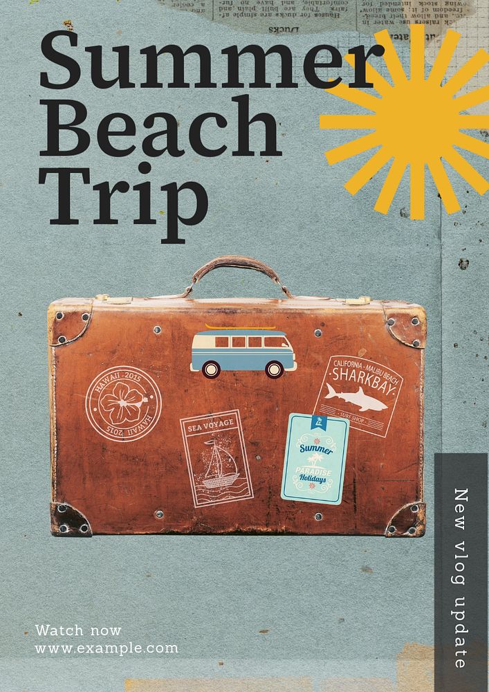 Summer beach trip  poster template, editable text and design