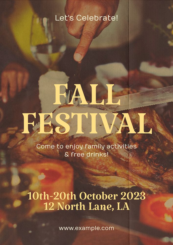 Fall festival poster template, editable text and design