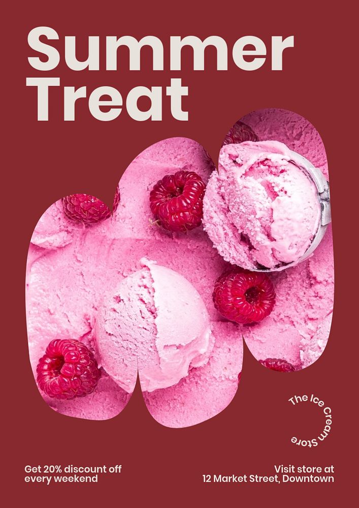 Summer treat poster template, editable text and design