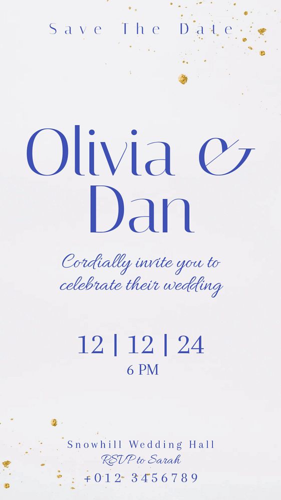 Wedding invitation ceremony Instagram story template, editable text