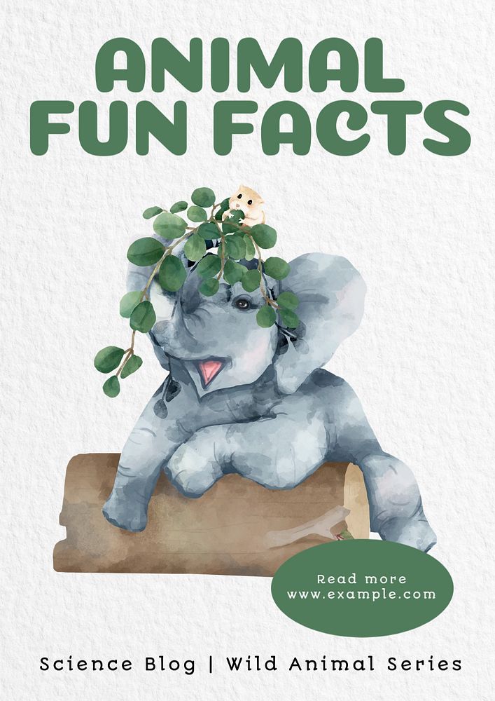 Animal fun facts  poster template, editable text and design