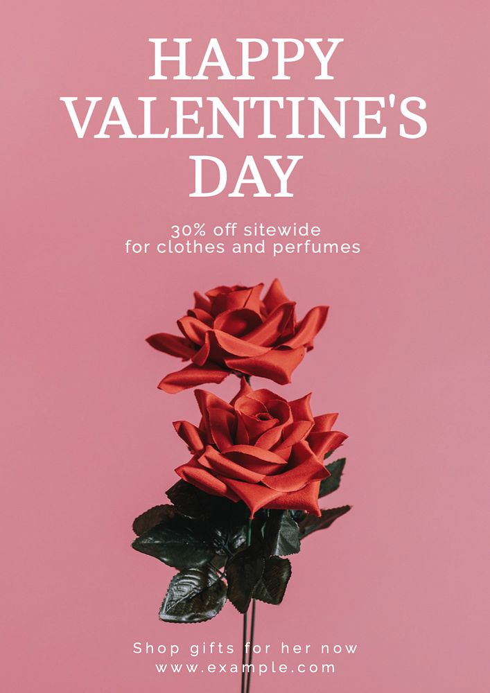 Valentine's day sale poster template, editable text and design