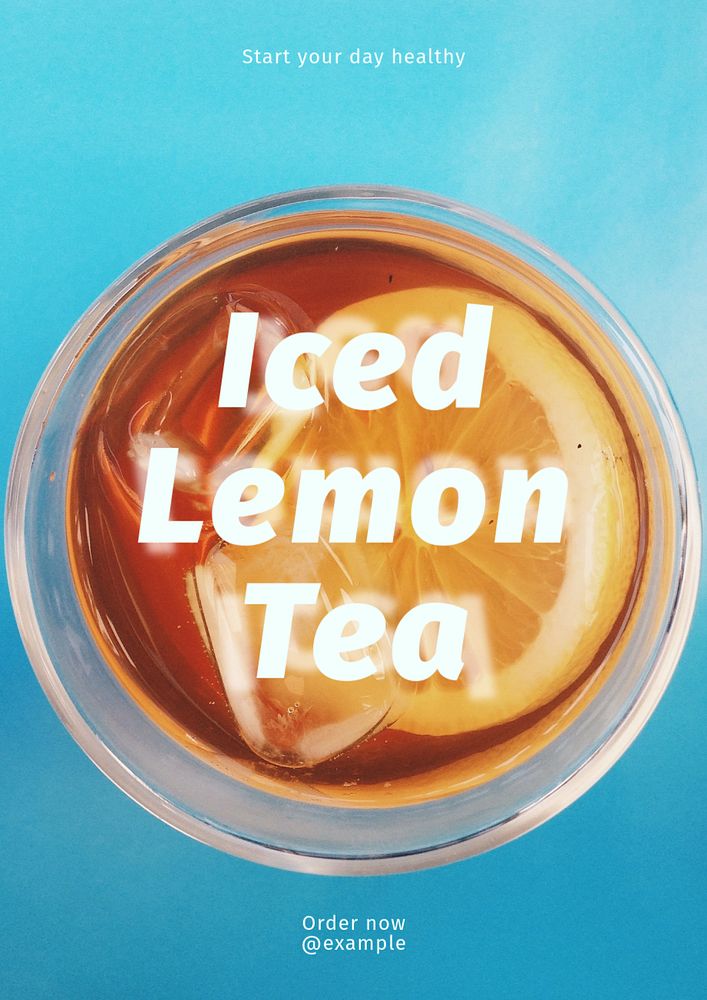 Iced lemon tea poster template, editable text and design