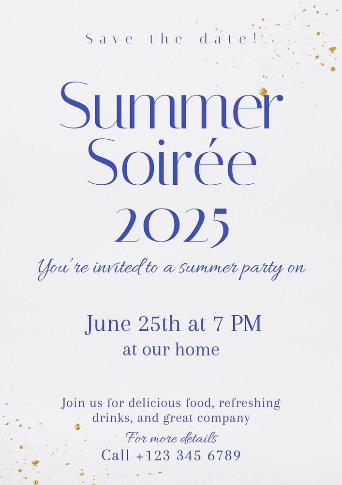 Summer party poster template, editable text and design