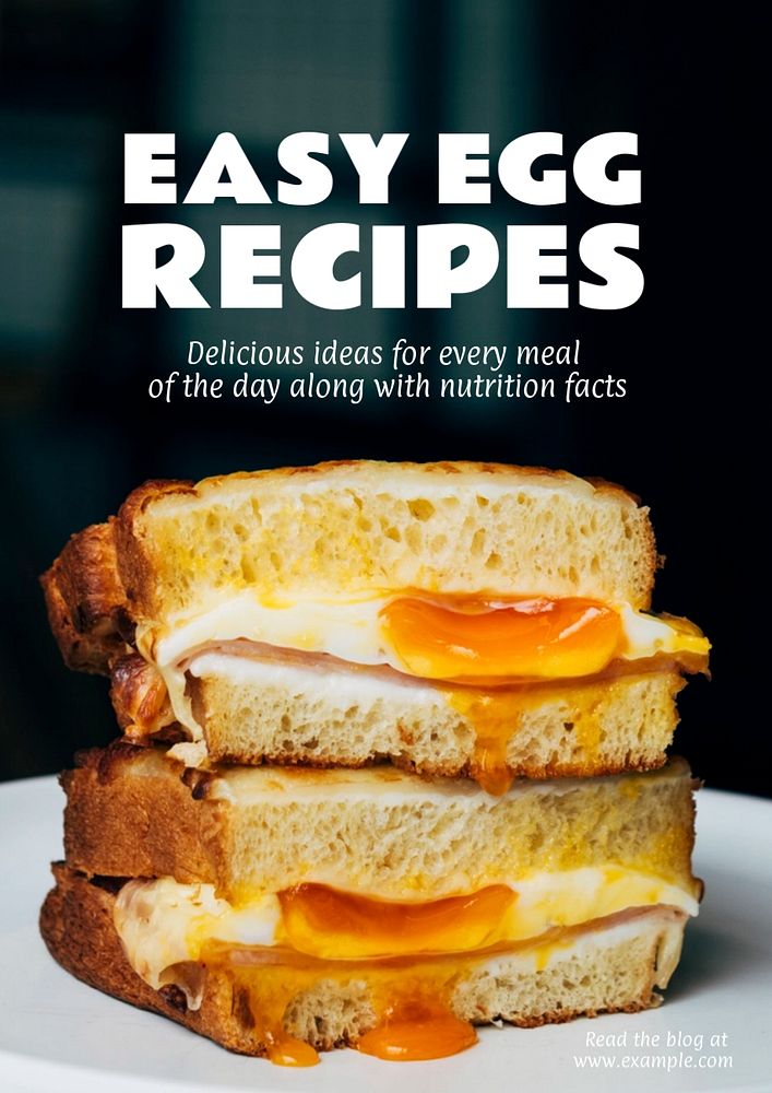 Easy egg recipes poster template, editable text and design