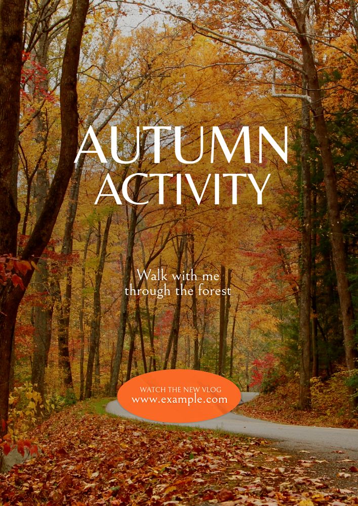 Autumn forest walk poster template, editable text and design