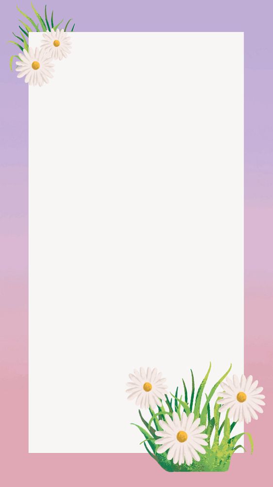 Editable daisy  gradient frame iPhone wallpaper