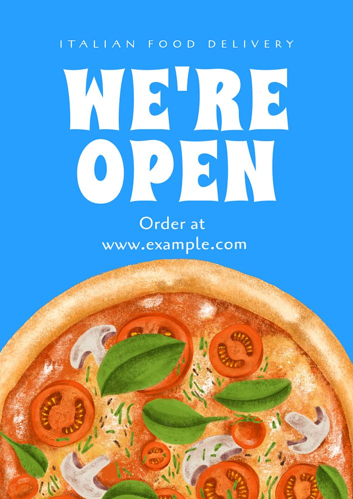 We're open, restaurant poster template, editable text and design