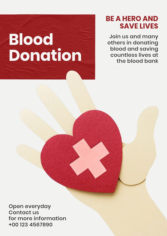 Blood donation poster template, editable text and design