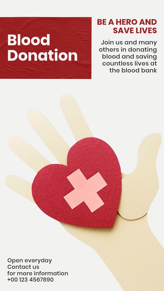 Blood donation Instagram story template, editable text